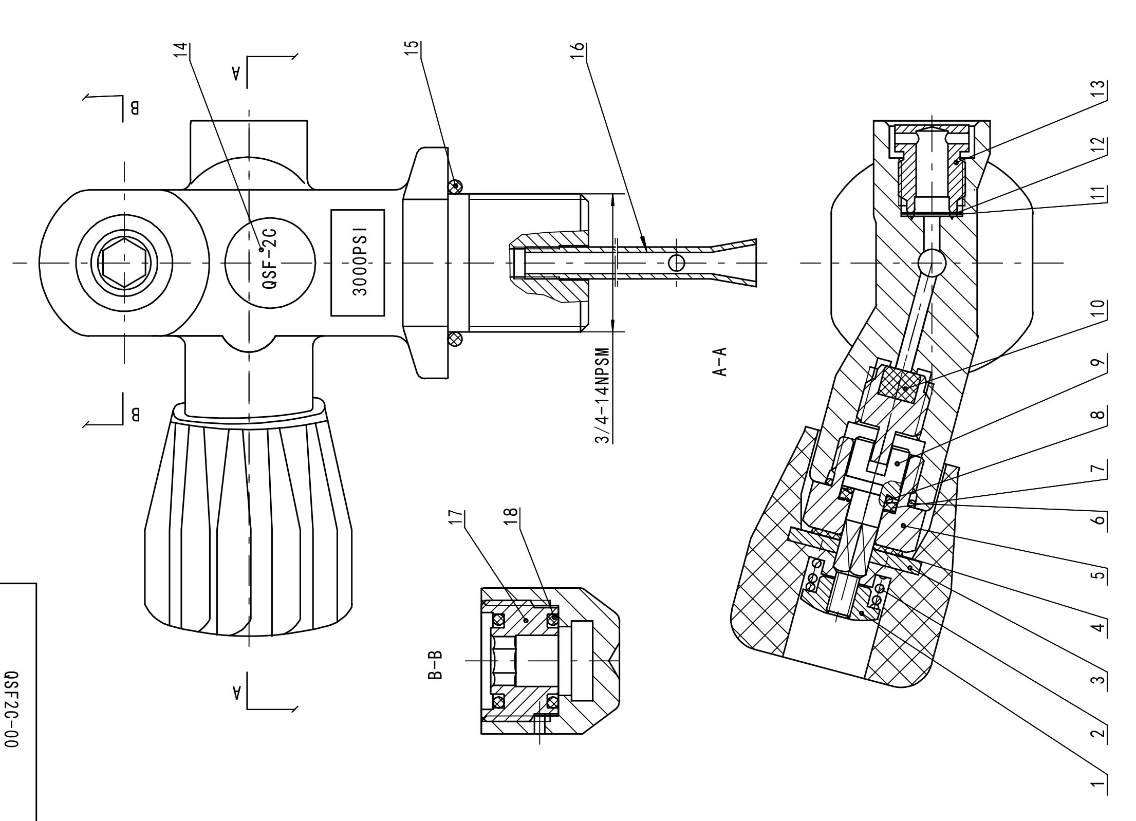 QSF-2 أسطوانة غاز الهواء، معدات الغوص، خزان DIN/YOKE Valve